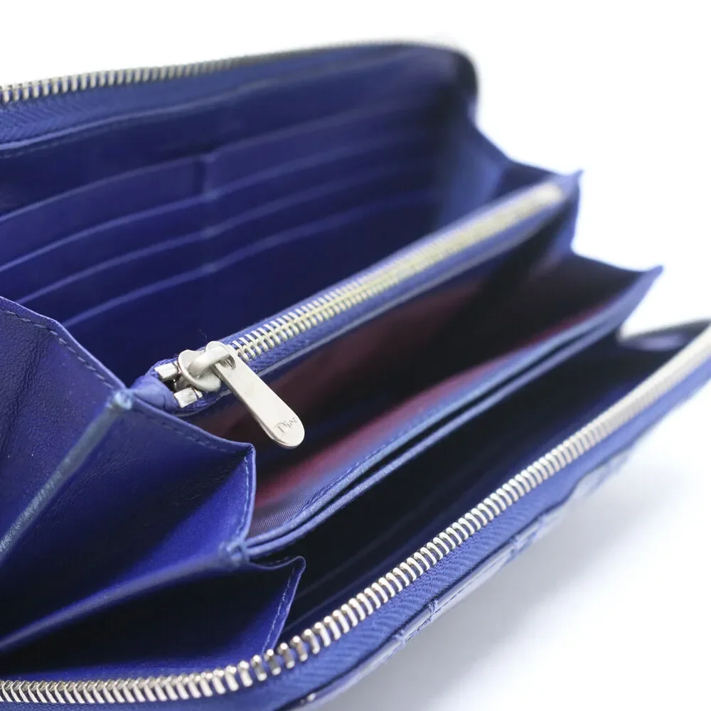 Christian Dior Cannage Patent Leather Blue Zip Around Sku: HM-W0213P-C017